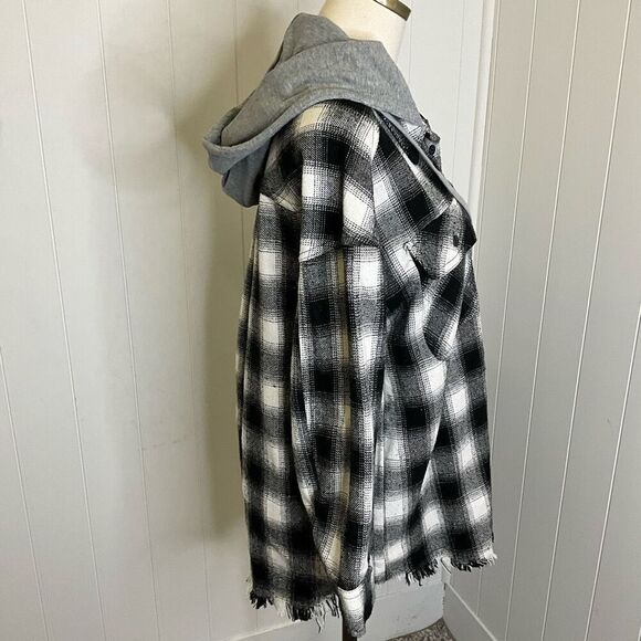 Pistol Rose Women's Small Oversized Black White Checkered Button Down Shirt Top - Picture 5 of 15